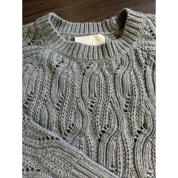 Lucky Brand Women's Shine Cable Knit Crewneck Sweater Top Heather Gray XL - Picture 8 of 10